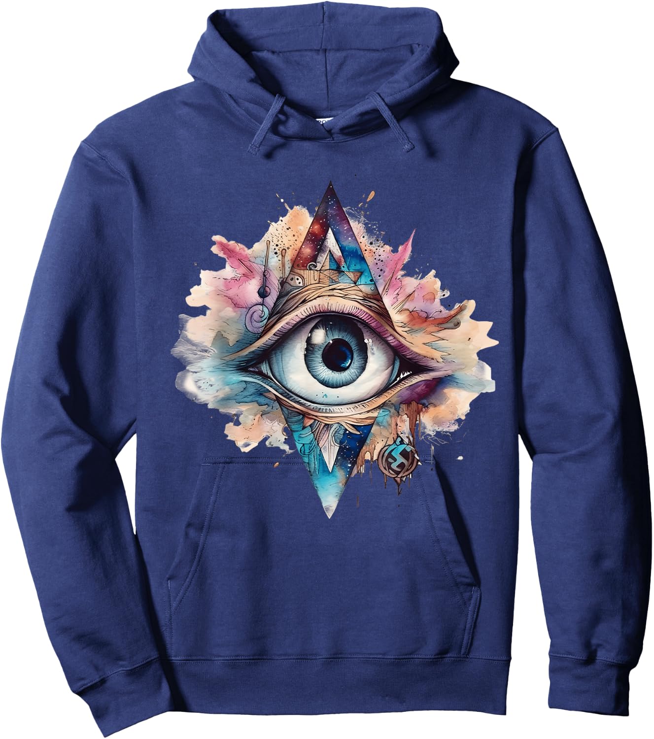 Spiritual Third Eye Watercolor Self-Reflection Awareness Hoodie - Hoodie | Navy