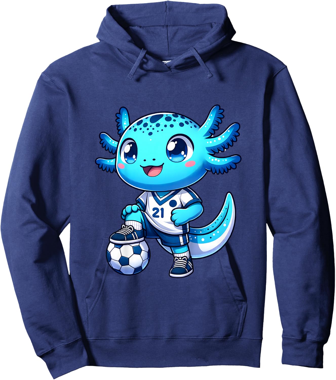 Funny axolotl soccer player boy girl Hoodie - Hoodie | Navy