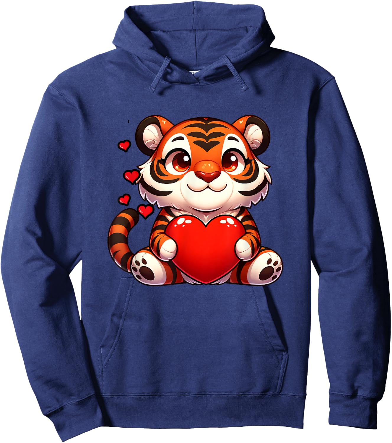 Valentines Tiger Heart Lover Funny Boys Girls Kids Men Women Hoodie - Hoodie | Navy