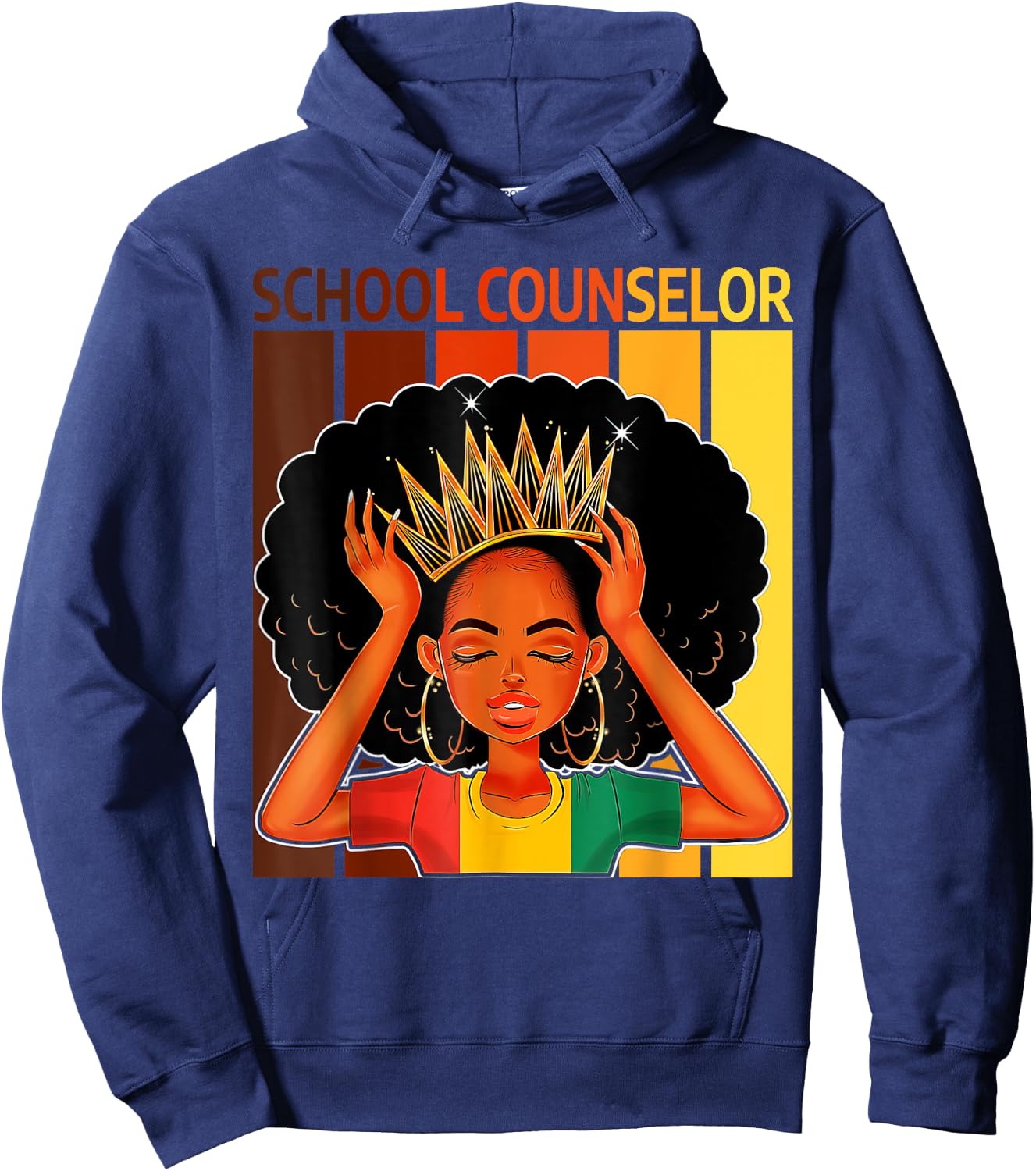 School Counselor Afro African American Black History Month Hoodie - Hoodie | Navy