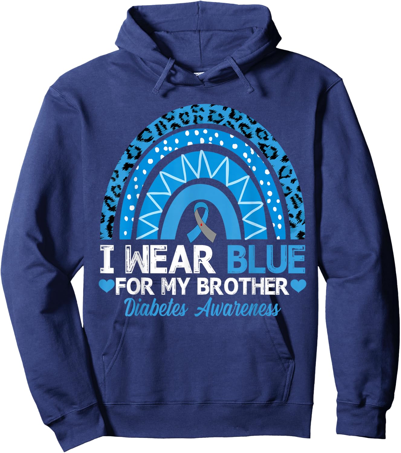 I Wear Blue For My Brother Type 1 Diabetes Awareness Hoodie - Hoodie | Navy