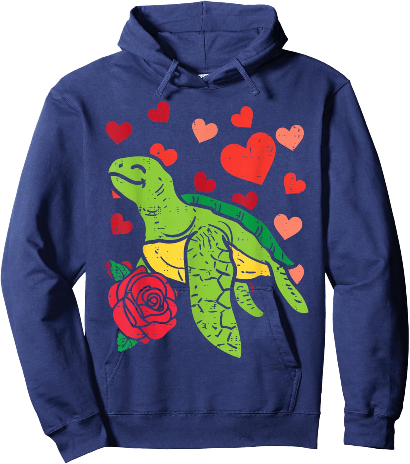 Valentines Day Turtle Hearts Cute Men Women Kids Boys Girls Hoodie - Hoodie | Navy