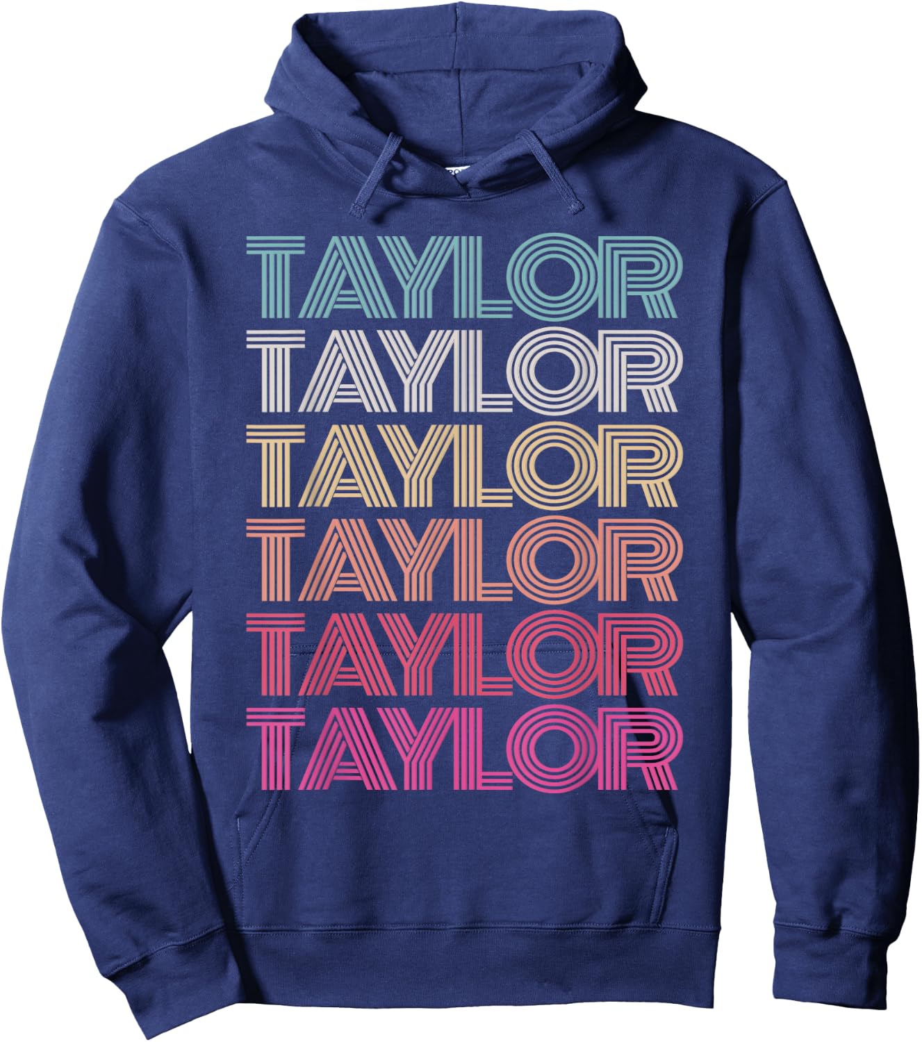 Girl Boy TAYLOR Retro First Name Personalized Birthday 70's Hoodie - Hoodie | Navy