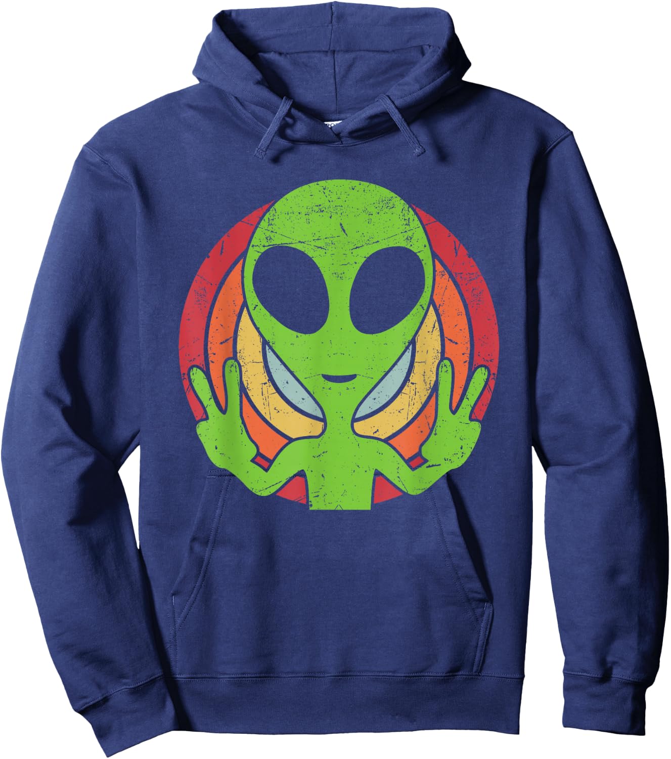 Funny Retro 80's Style Vintage UFO Lover Alien Space Gift Hoodie - Hoodie | Navy