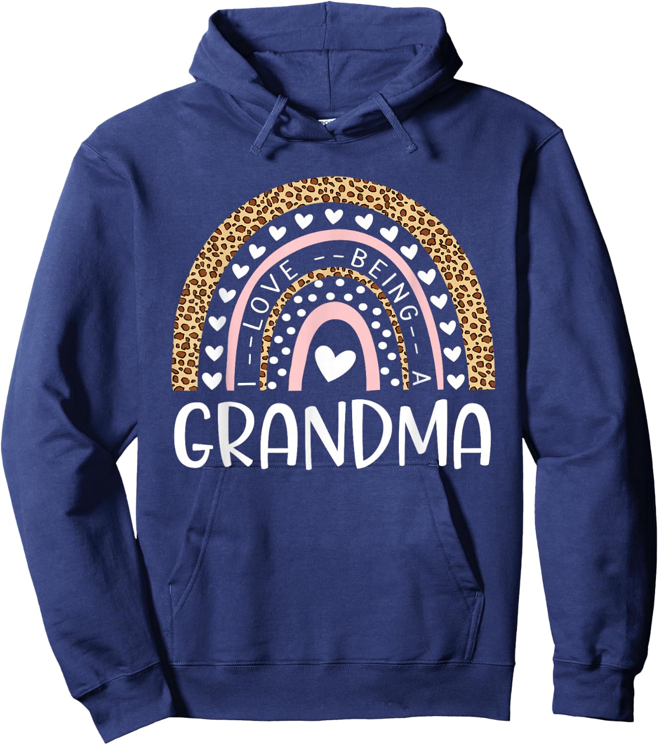 I Love Being A Grandma Rainbow Leopard Mother's Day Hoodie - Hoodie | Navy