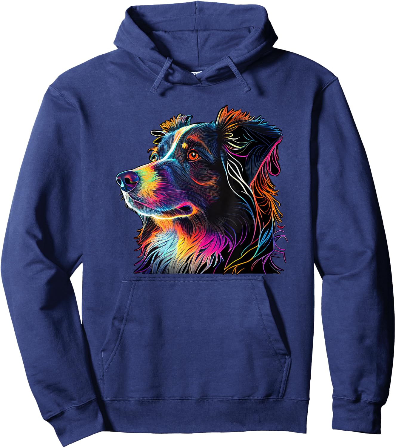 Australian Shepherd Mini Colorful Abstract Line Art Hoodie - Hoodie | Navy