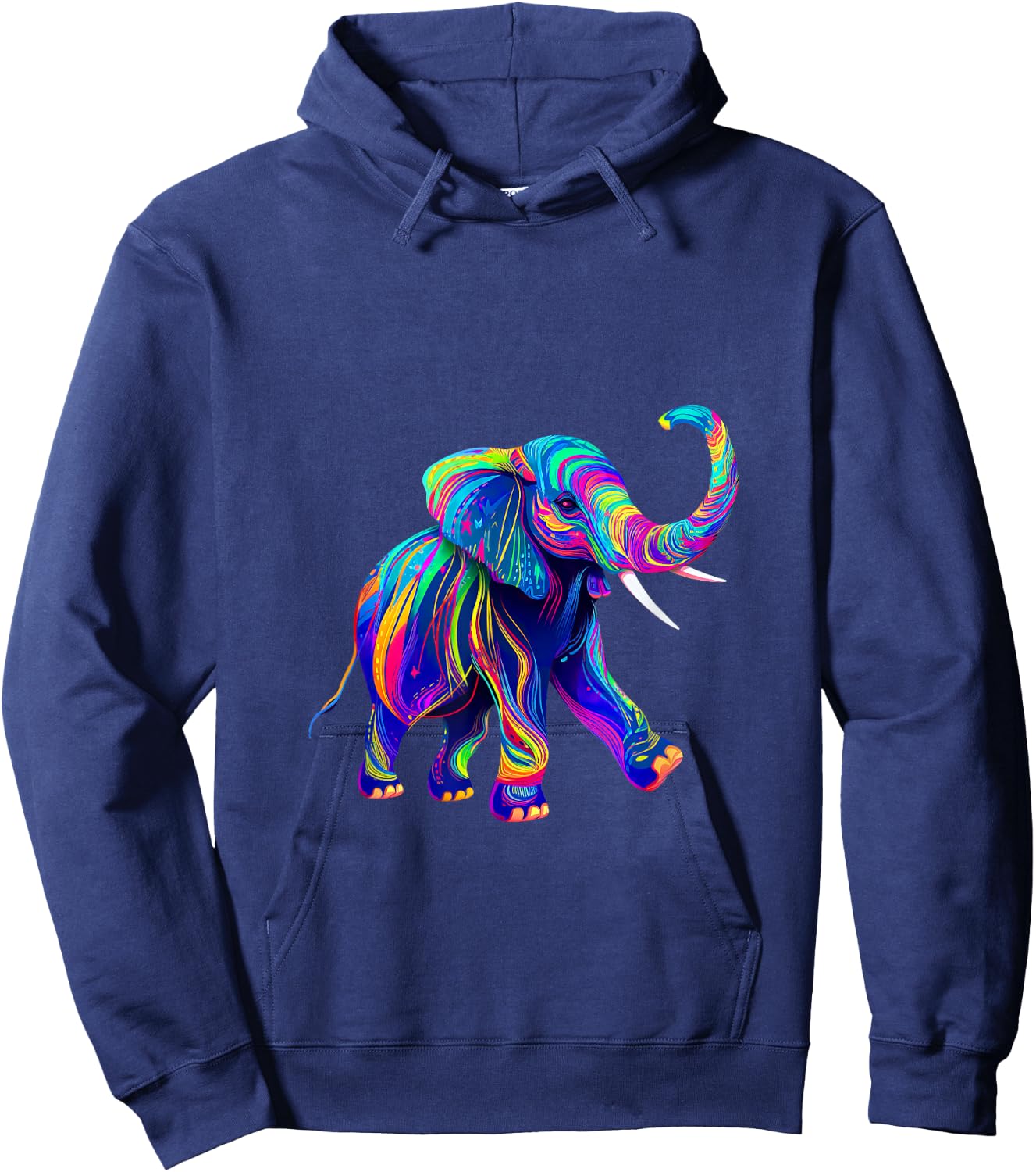 Retro synthwave 80s 90s Elephant Trunk up chakra yoga Hoodie - Hoodie | Navy