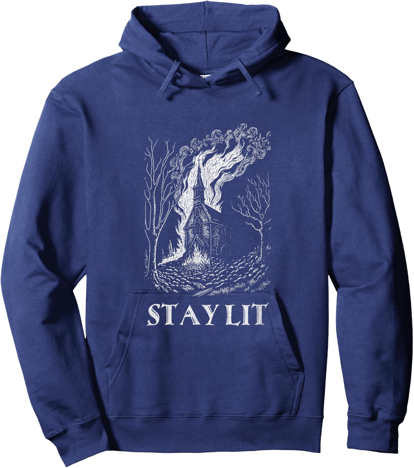 Occult Atheist Burn Church Stay Lit Satan Devil Grunge Hoodie - Hoodie | Navy