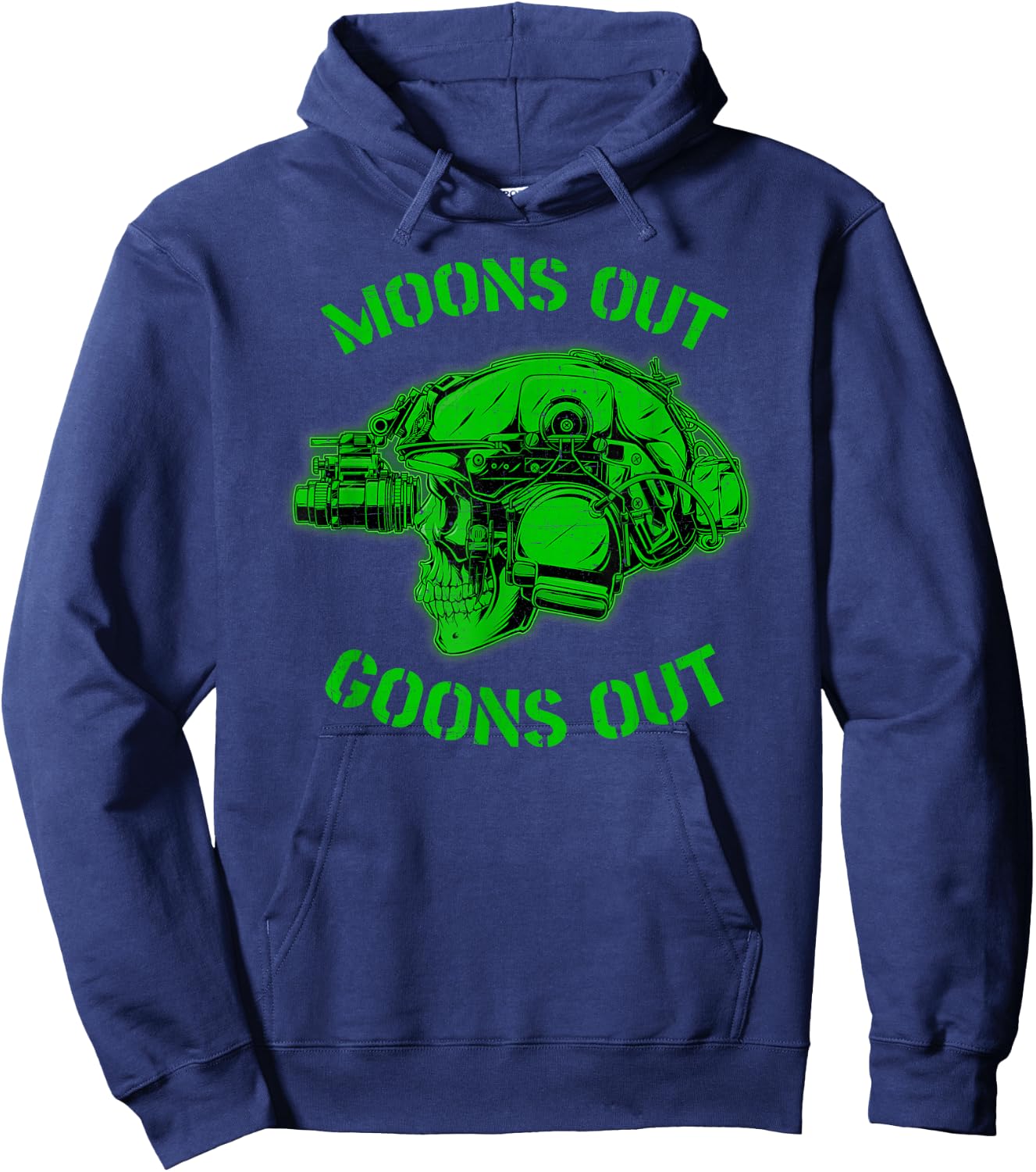 MOONS OUT GOONS OUT Skull Helmet NVGs Military Men's Hoodie - Hoodie | Navy