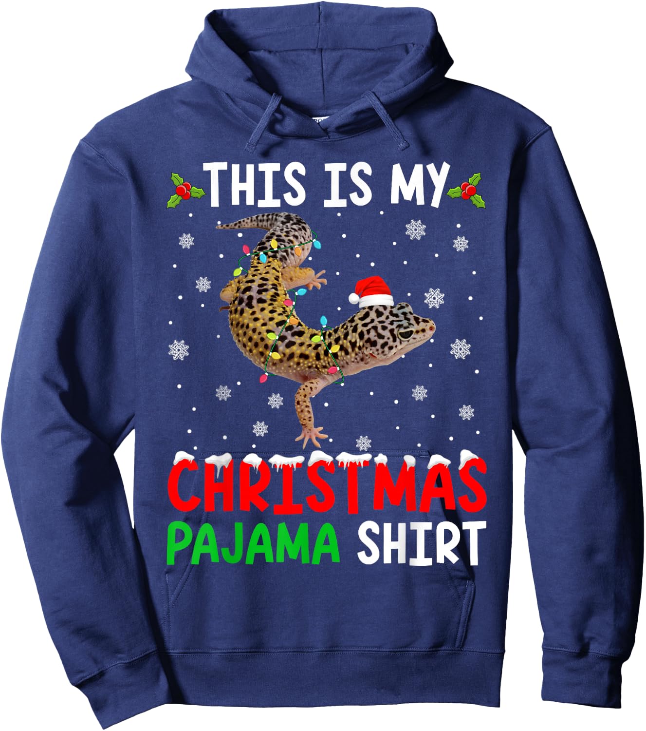 This Is My Christmas Pajama Leopard Gecko Xmas Funny Animals Hoodie - Hoodie | Navy