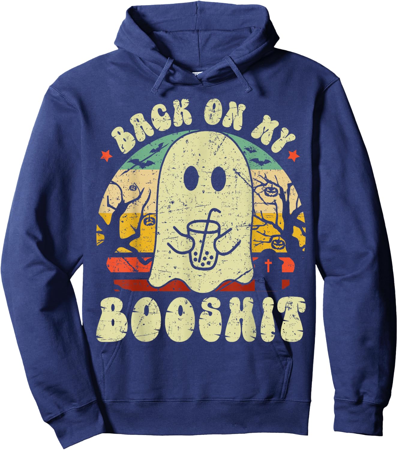Back On My BooShit Funny Boo Ghost Halloween Costume Hoodie - Hoodie | Navy