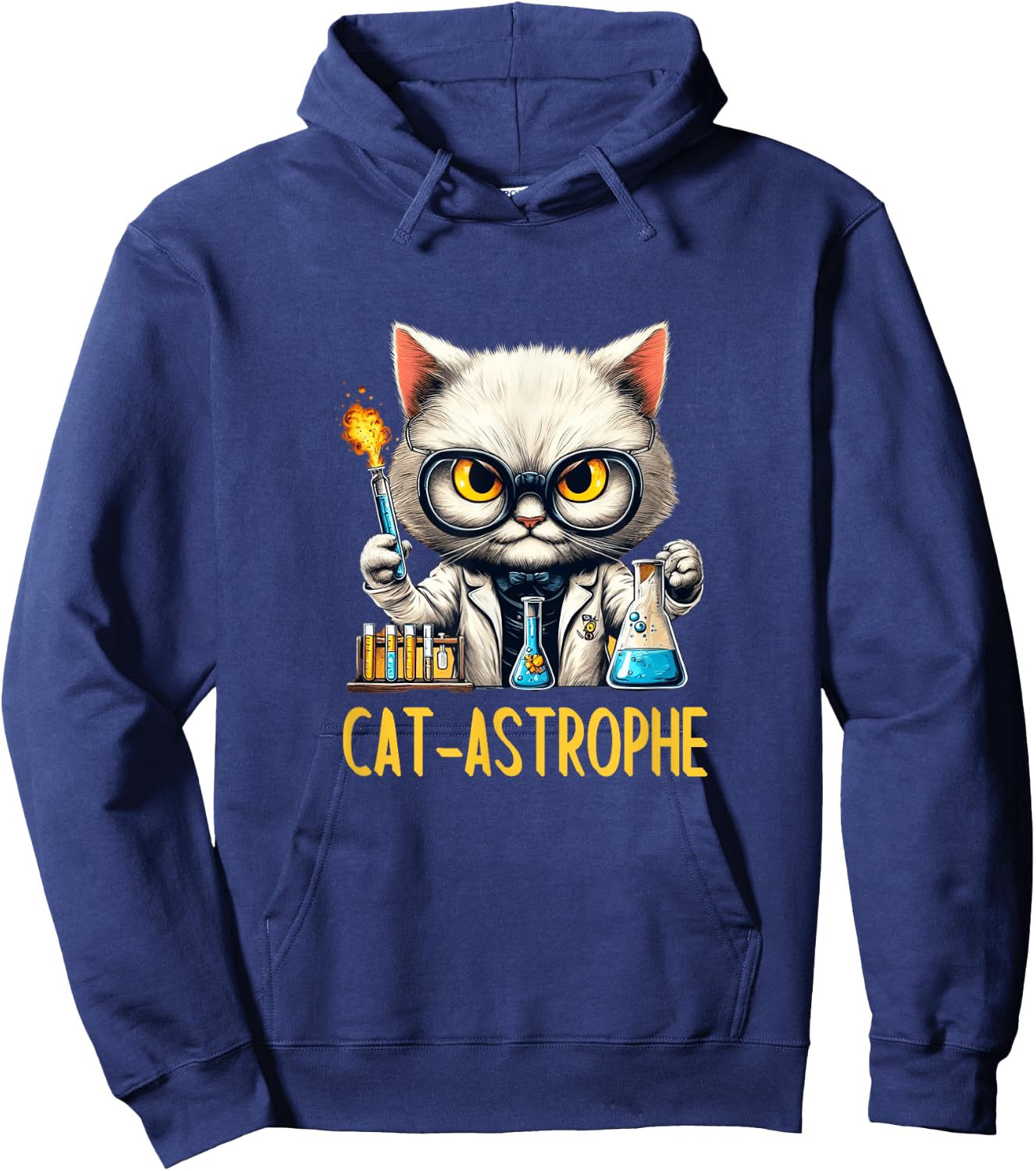 Science Cat Funny CAT-ASTROPHE Chemistry Lab Explosion Kitty Women Hoodie - Hoodie | Navy