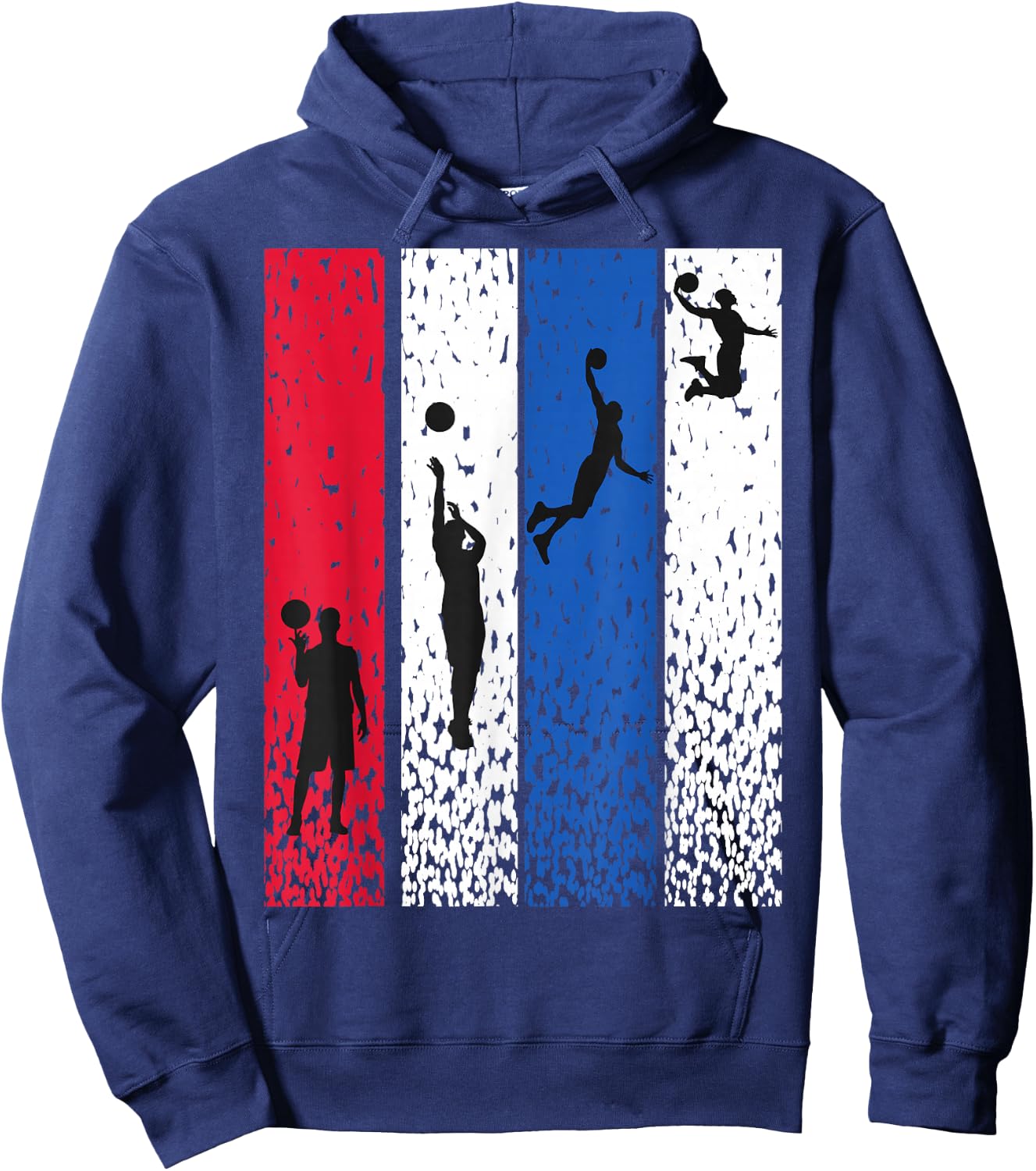 Basketball Retro Vintage USA Flag Red White Blue Patriotic Hoodie - Hoodie | Navy