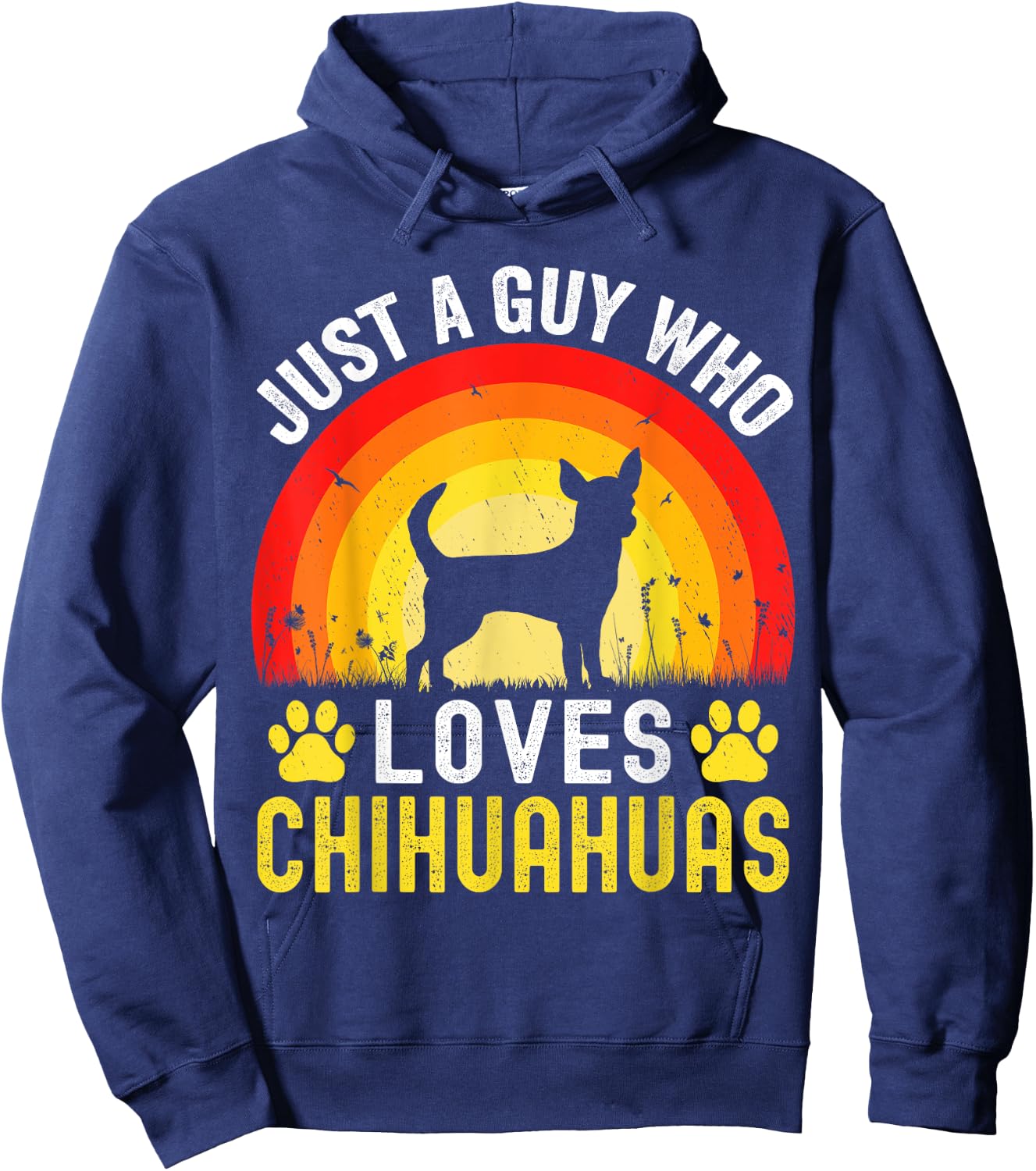 Just A Guy Who Loves Chihuahuas Dog Retro Vintage Chihuahua Hoodie - Hoodie | Navy
