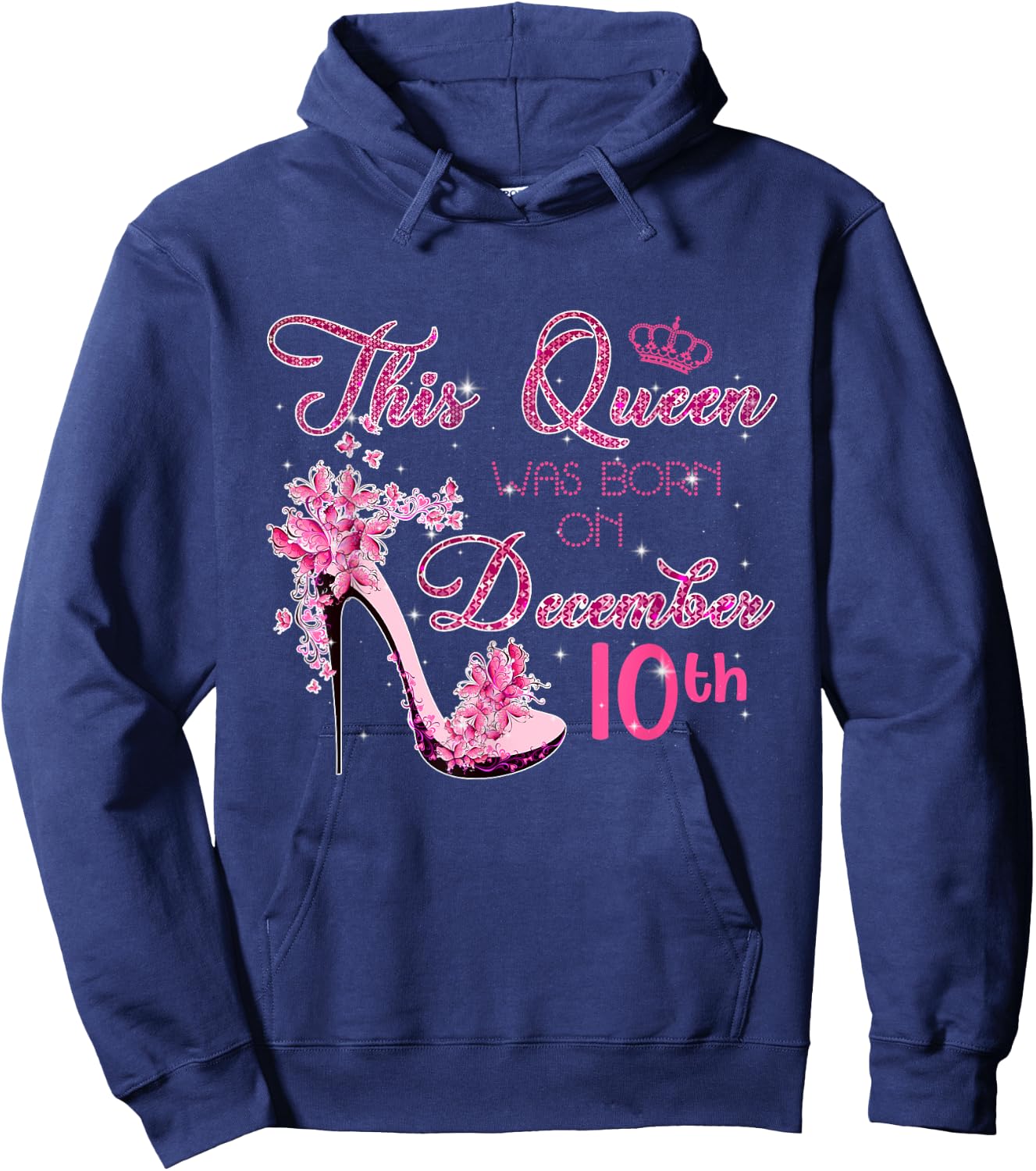 This Queen Was Born on December 10th Happy Birthday Themes Hoodie - Hoodie | Navy