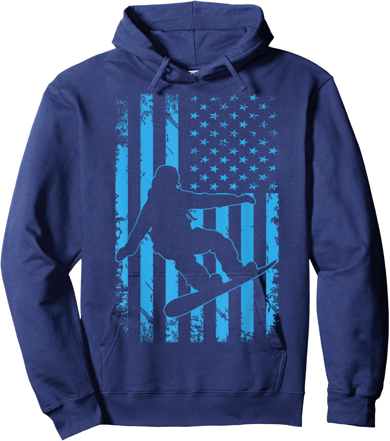 USA American Flag Snowboard Apparel Snowboarding Patriotic Kids Men Hoodie - Hoodie | Navy