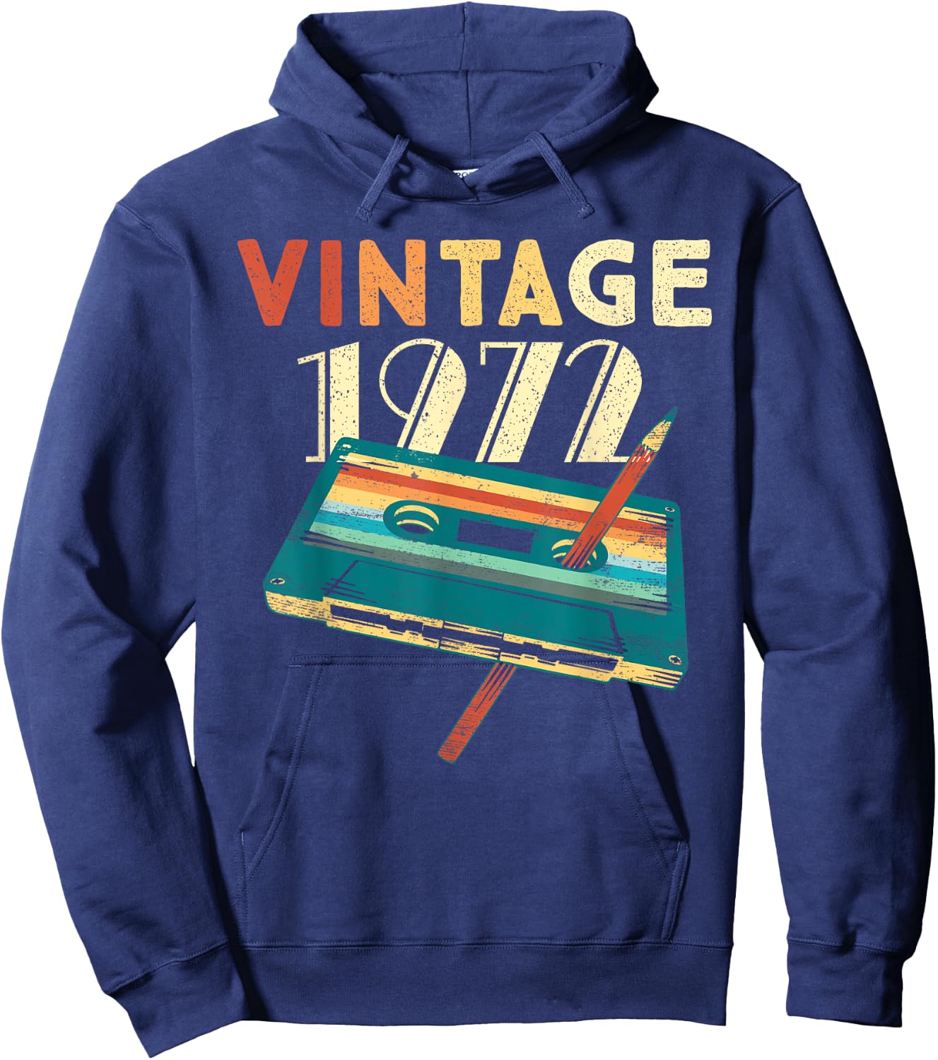 Vintage 1972 Music Cassette 53rd Birthday Gifts 53 Years Old Hoodie - Hoodie | Navy