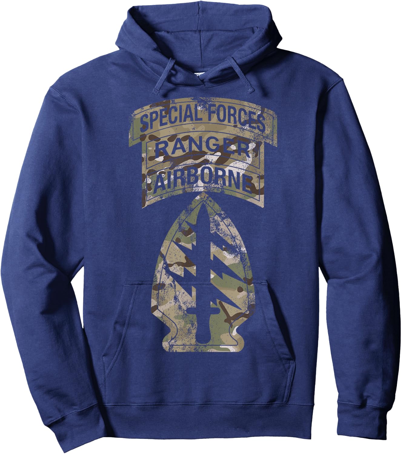 US Special Forces - SF Ranger Tab - Multicam Camo Vintage Hoodie - Hoodie | Navy