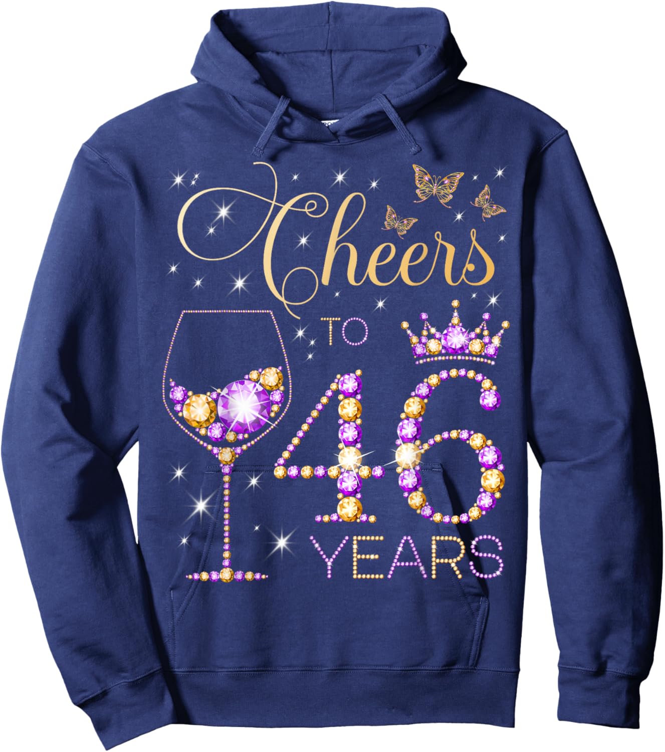 Cheers to 46 Years Old 46th Birthday Party Women 46th Bday Hoodie - Hoodie | Navy