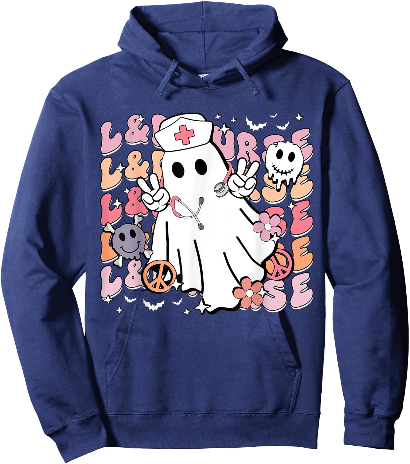Groovy Labor & Delivery Funny Halloween Costume L&D Nurse Hoodie - Hoodie | Navy