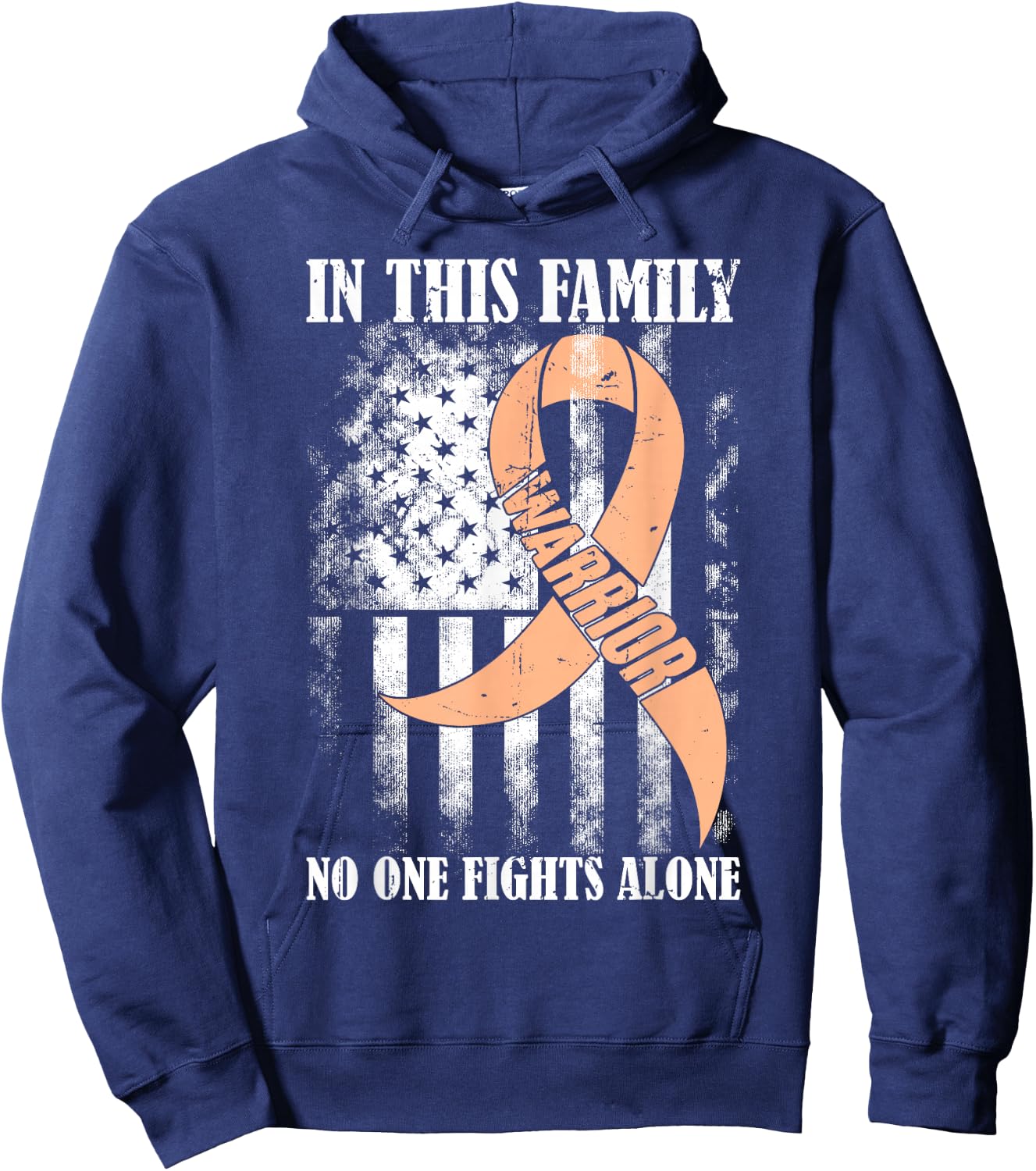 In This Family No One Fight Alone Uterine Cancer Awareness Hoodie - Hoodie | Navy