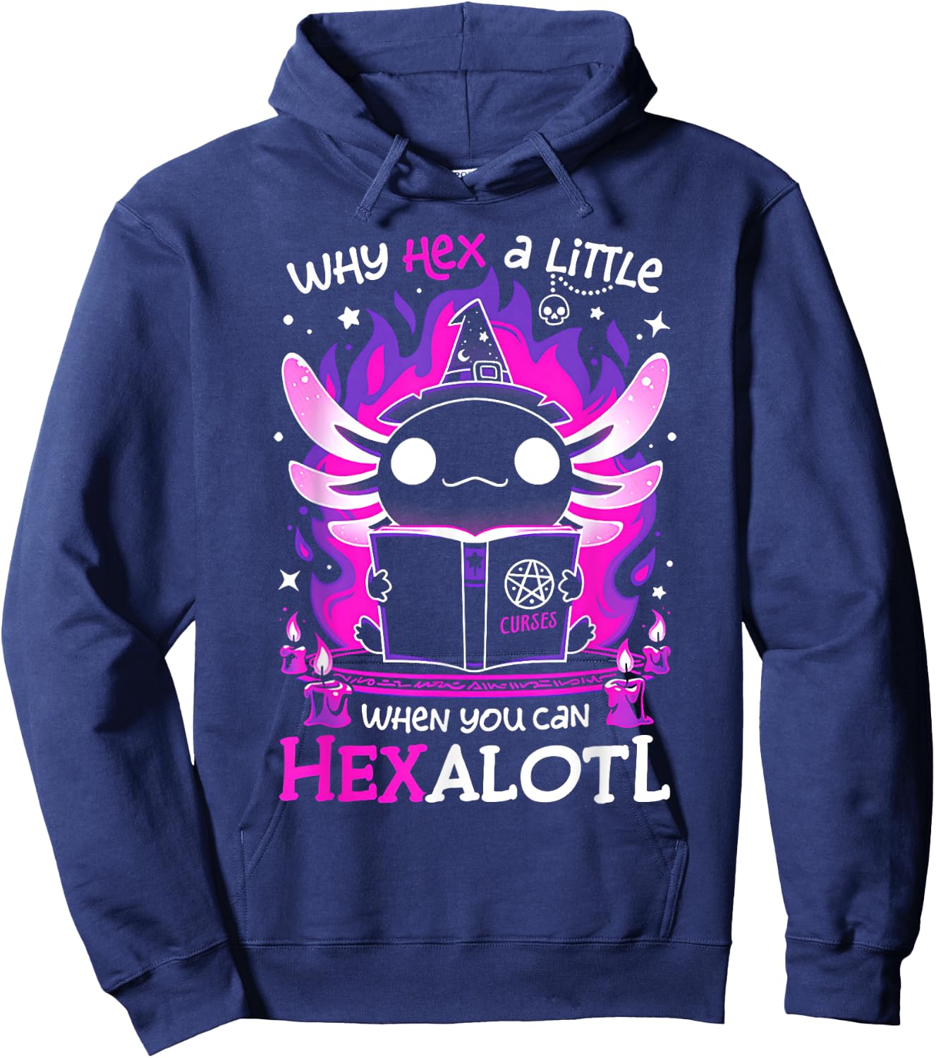 Why Hex a Little When You Can Hexalotl Hoodie - Hoodie | Navy