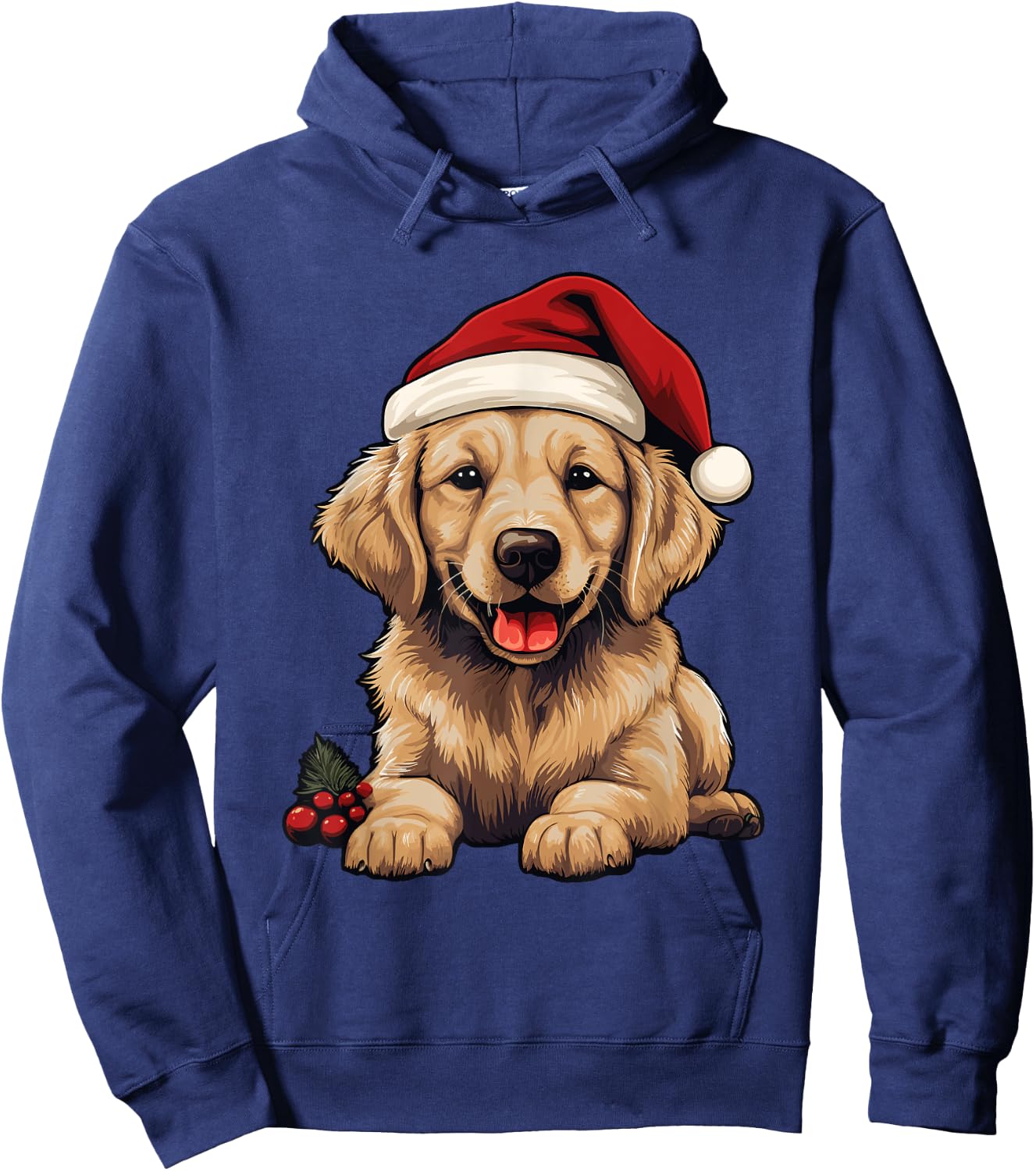 Golden Retriever Dog Christmas Santa Hat Xmas Pajama Hoodie - Hoodie | Navy