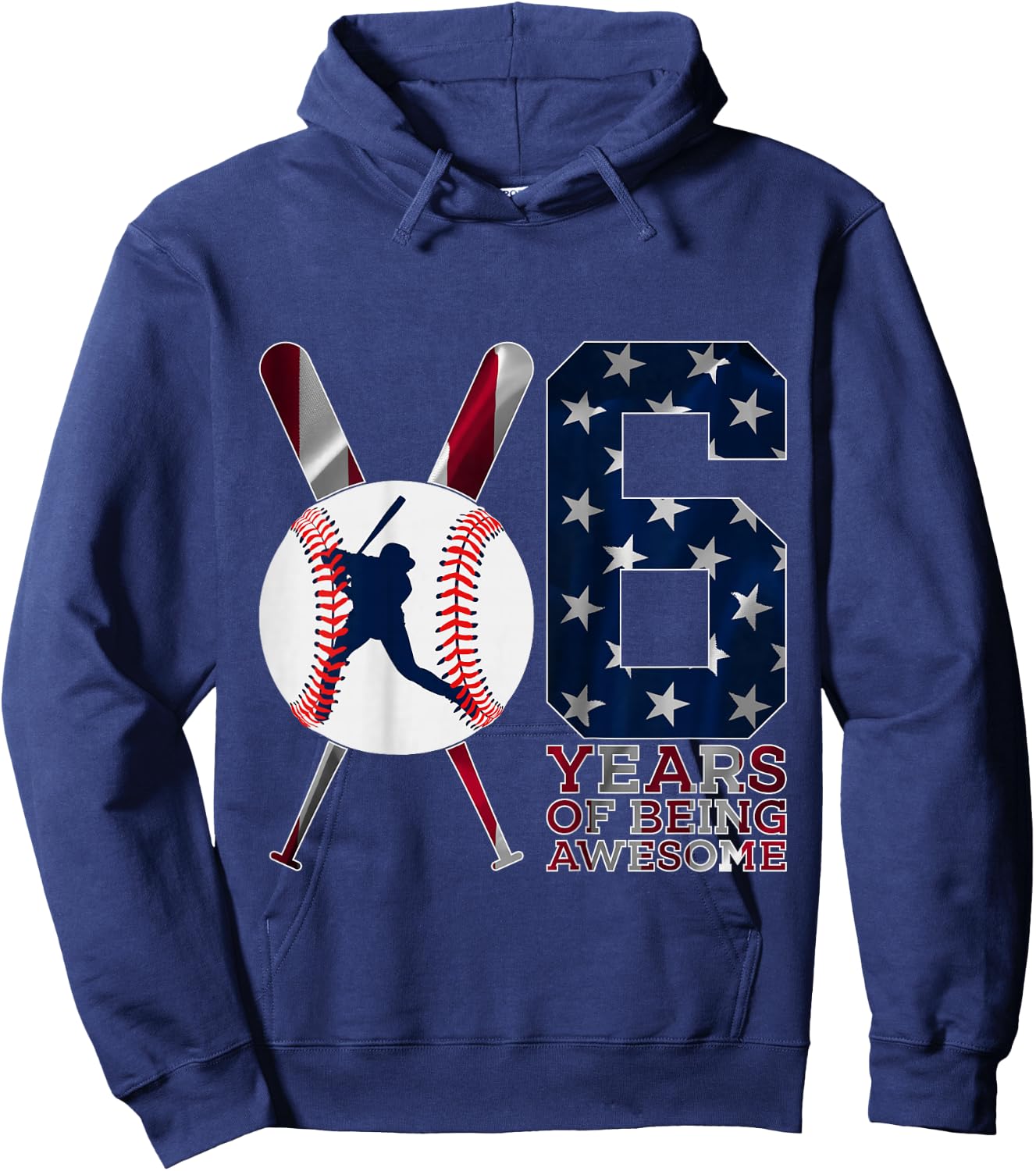 6 Years of Being Awesome Baseball 6th Birthday Hoodie - Hoodie | Navy