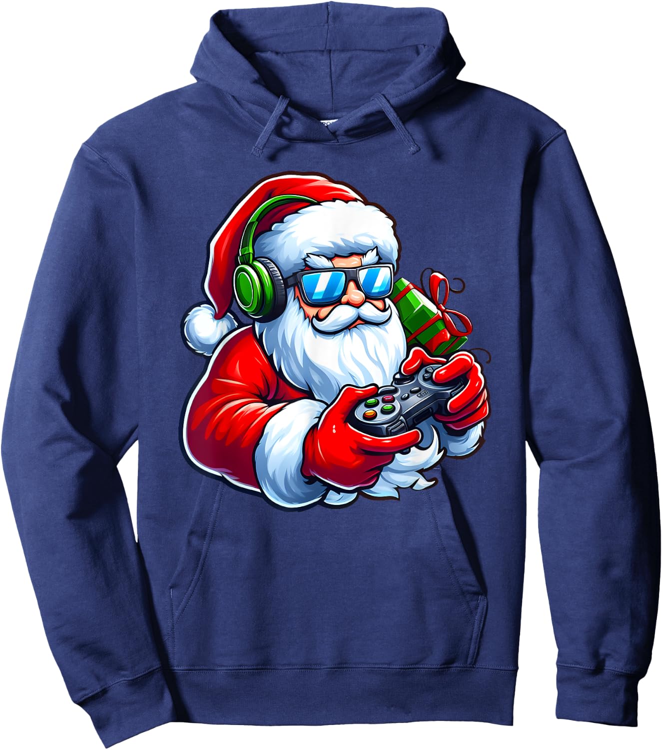 Cool Santa Gamer Controller Gaming Video Game Christmas Hoodie - Hoodie | Navy