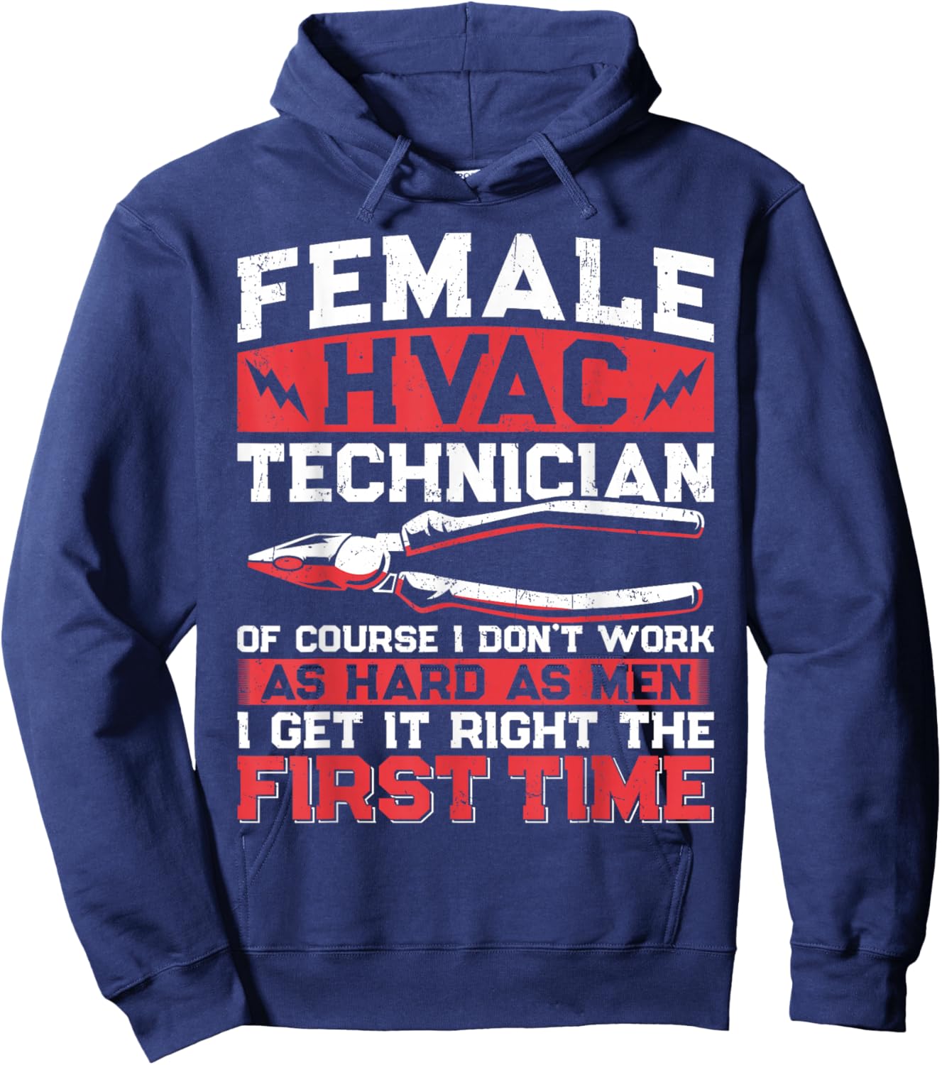 HVAC Technician Tech Female Girl Vintage Female Hvac Hoodie - Hoodie | Navy