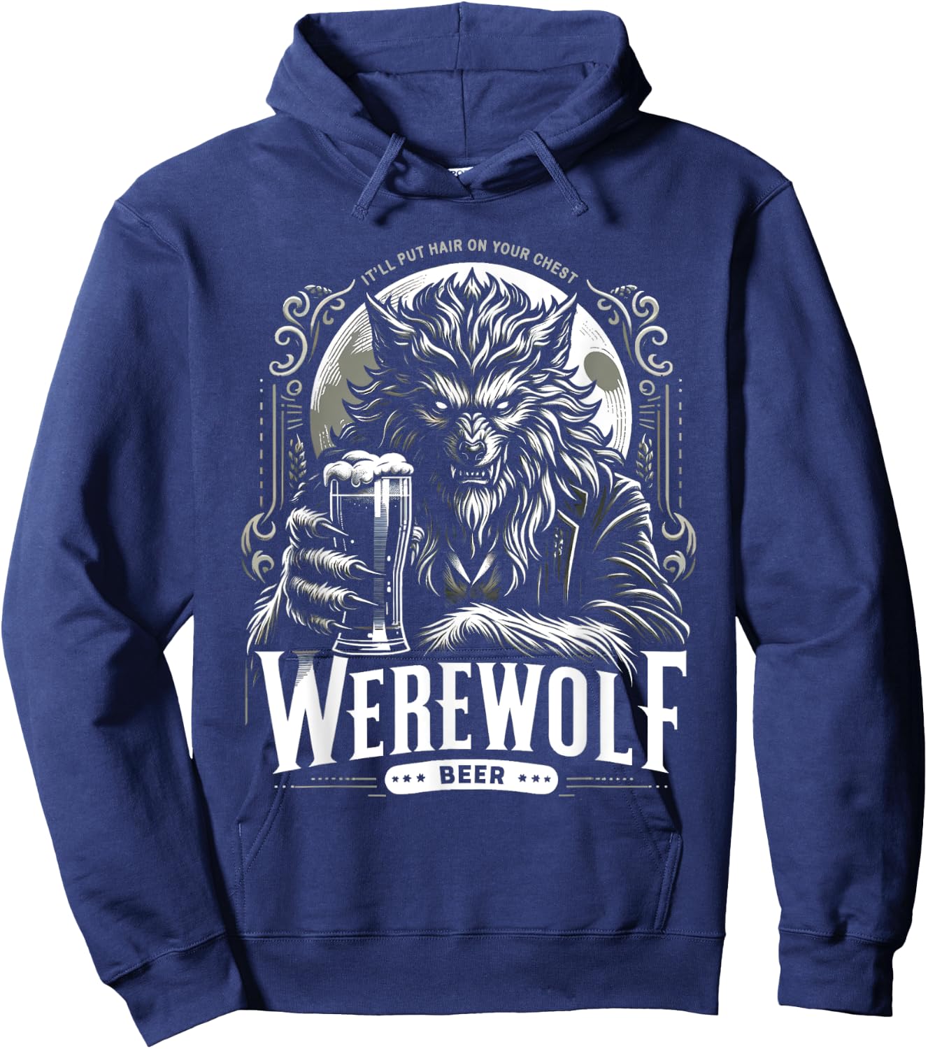 Funny Beer Brand Parody Werewolf Beer Hoodie - Hoodie | Navy