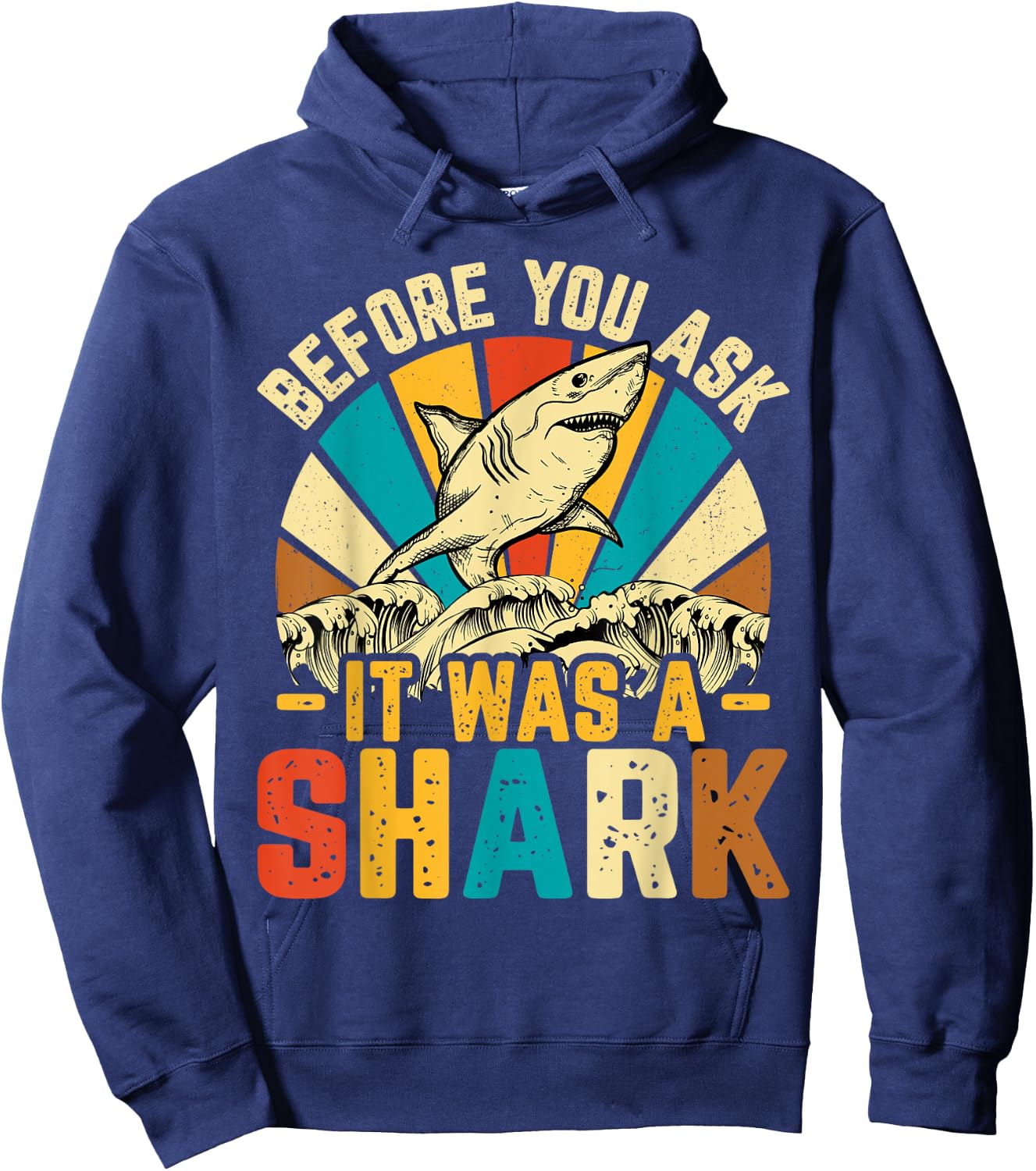 Amputee Before You Ask It Was a Shark - Retro Amputation Hoodie - Hoodie | Navy