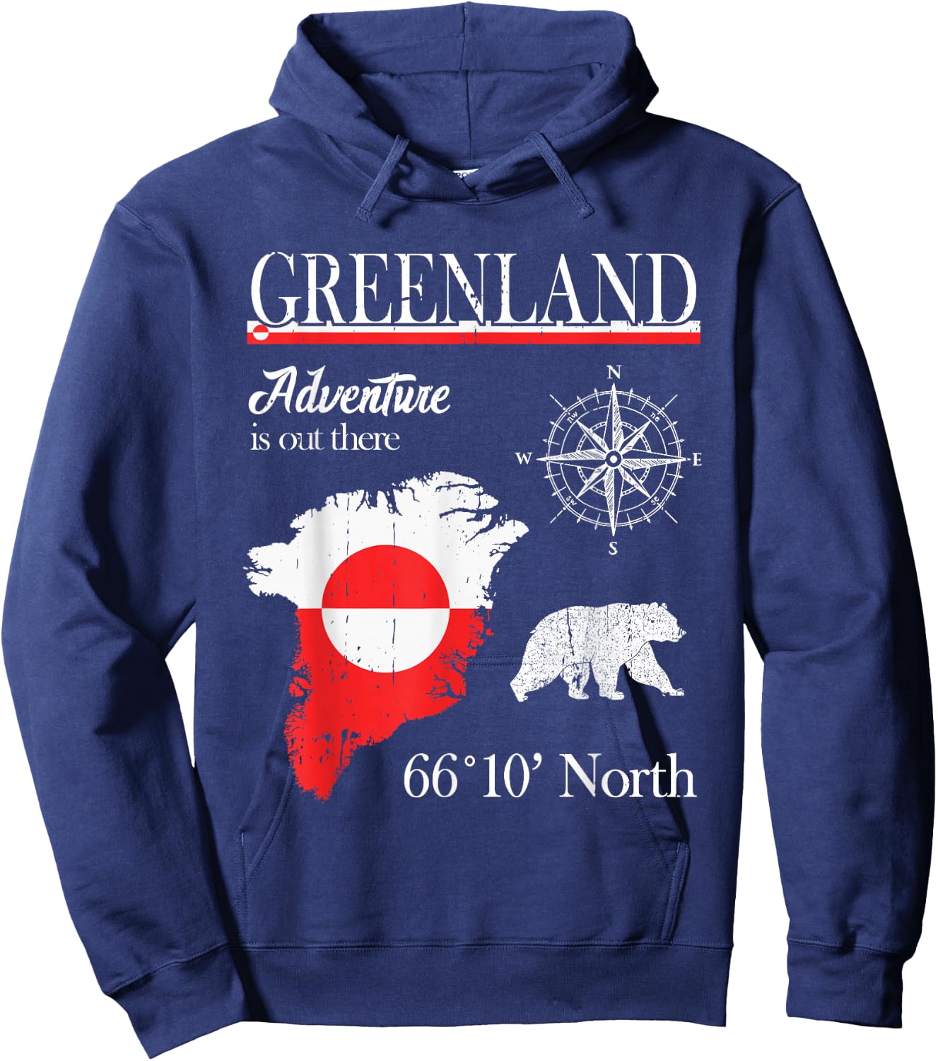 Greenland - Adventure Is Out There - Greenland Flag Hoodie - Hoodie | Navy