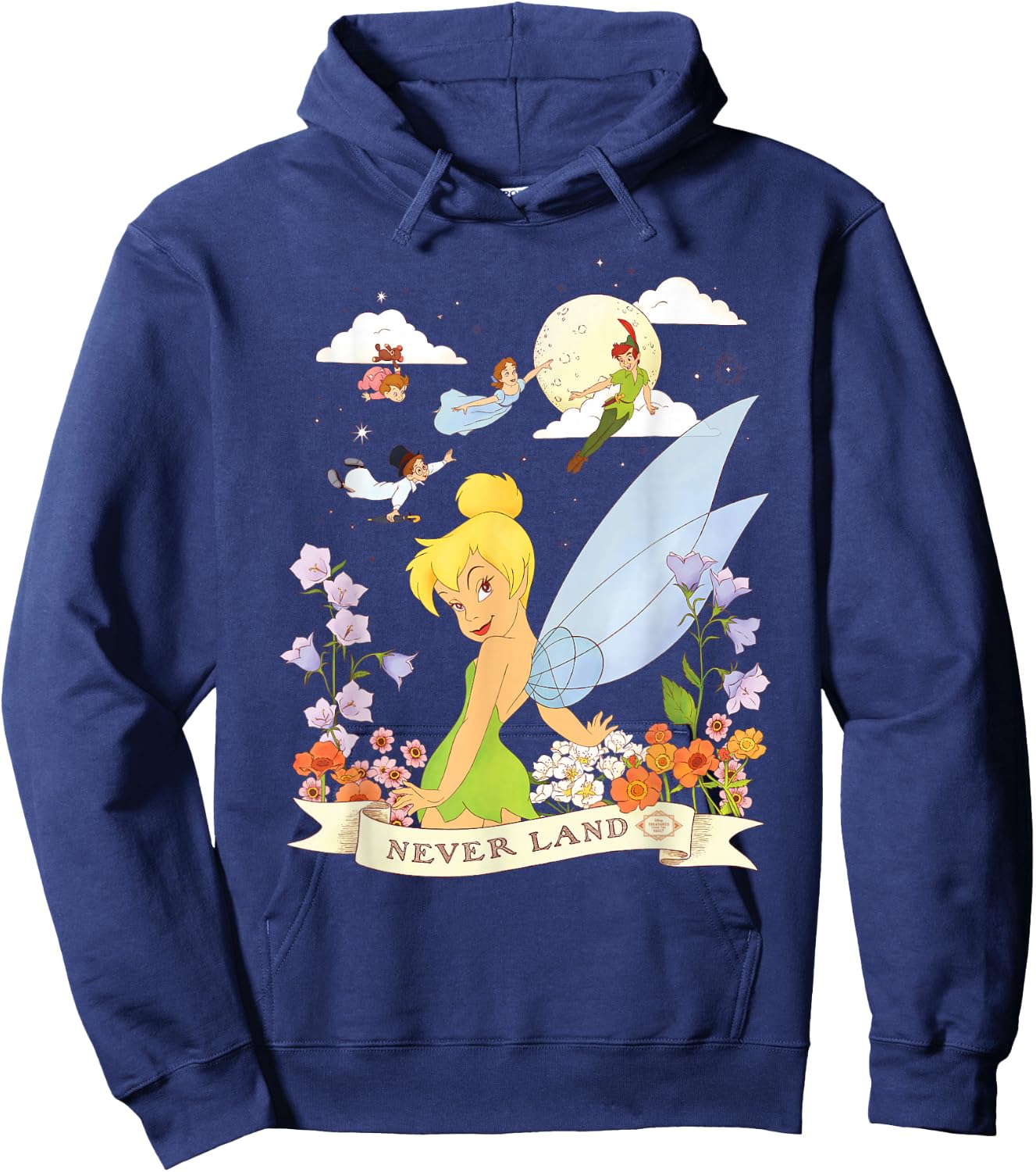 Disney Peter Pan Tinker Bell Never Land Flowers and Flight Hoodie - Hoodie | Navy