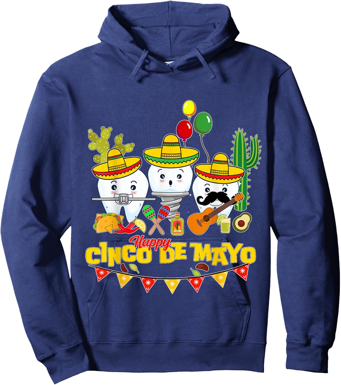 Funny Dental assistant Dentist Dental student Cinco de mayo Hoodie - Hoodie | Navy