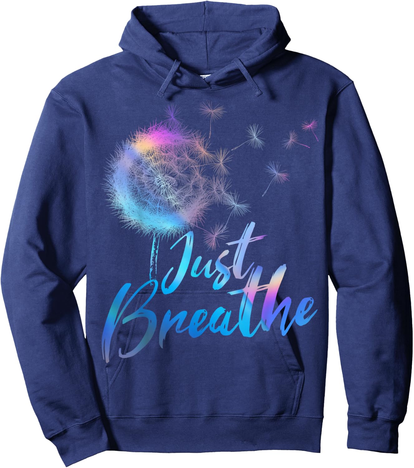 Just Breathe Dandelion Wildflower Botanical Nature Flower Hoodie - Hoodie | Navy