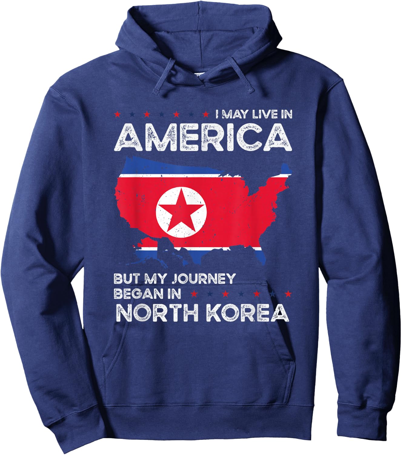 North Korean American USA Patriot Grown North Korea US Flag Hoodie - Hoodie | Navy
