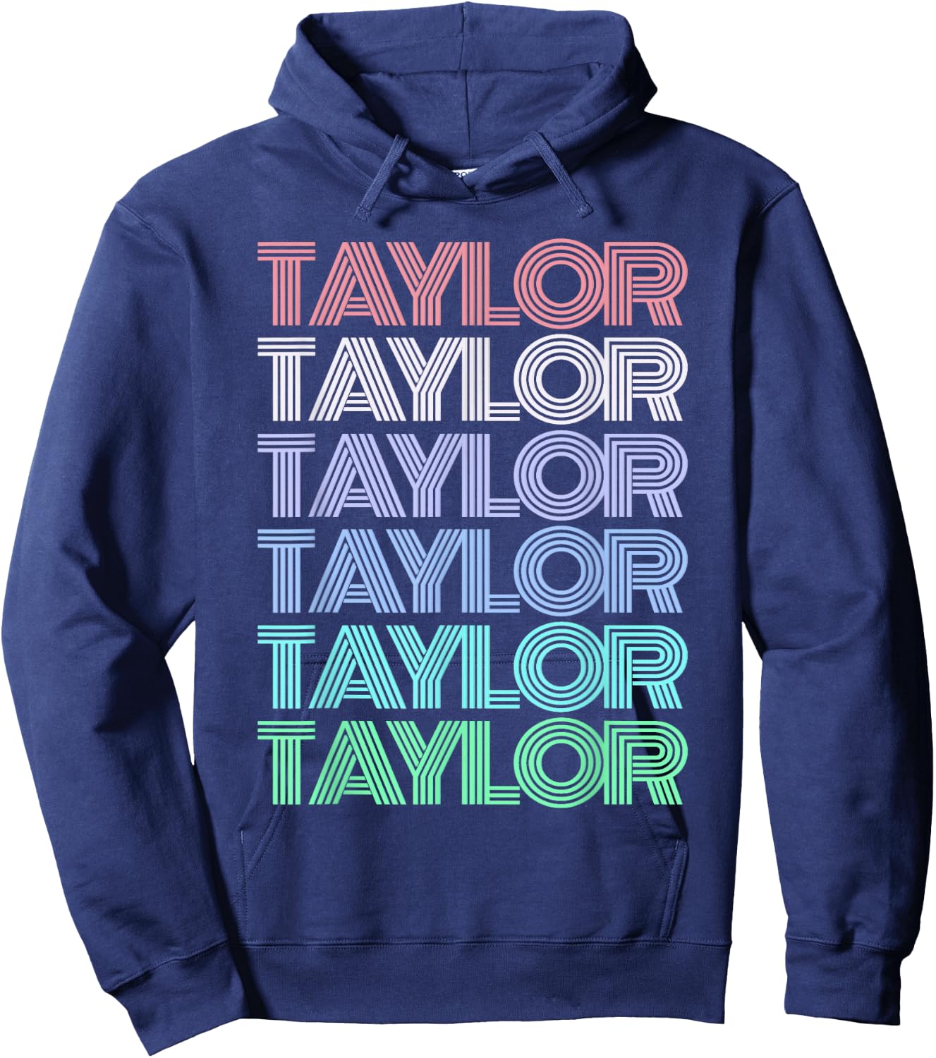 Retro TAYLOR First Name Personalized Girl Boy Groovy Bday Hoodie - Hoodie | Navy