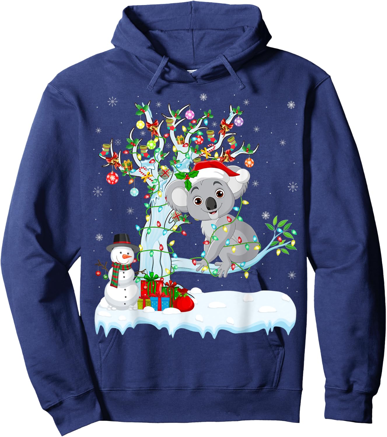 Koala Xmas Element Tree Lighting Koala Christmas Hoodie - Hoodie | Navy