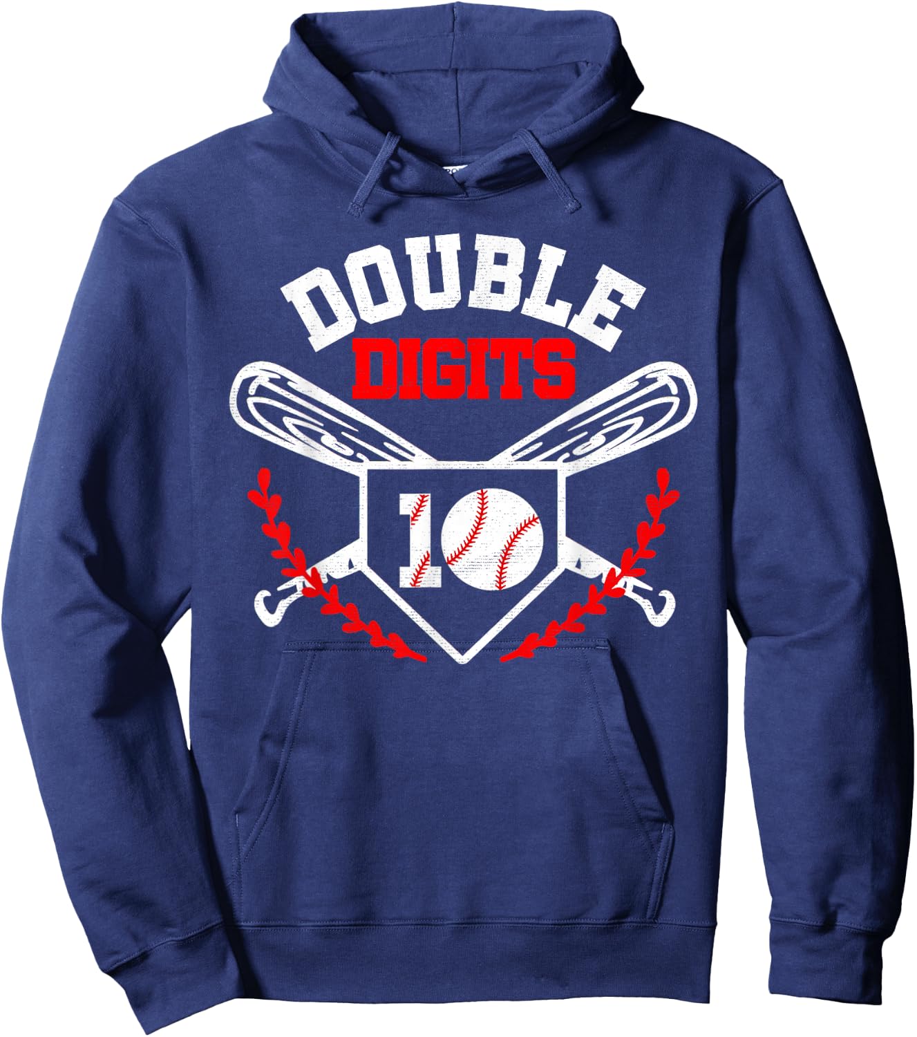 Double Digits Birthday Decorations Boy 10 Baseball Lover Fan Hoodie - Hoodie | Navy