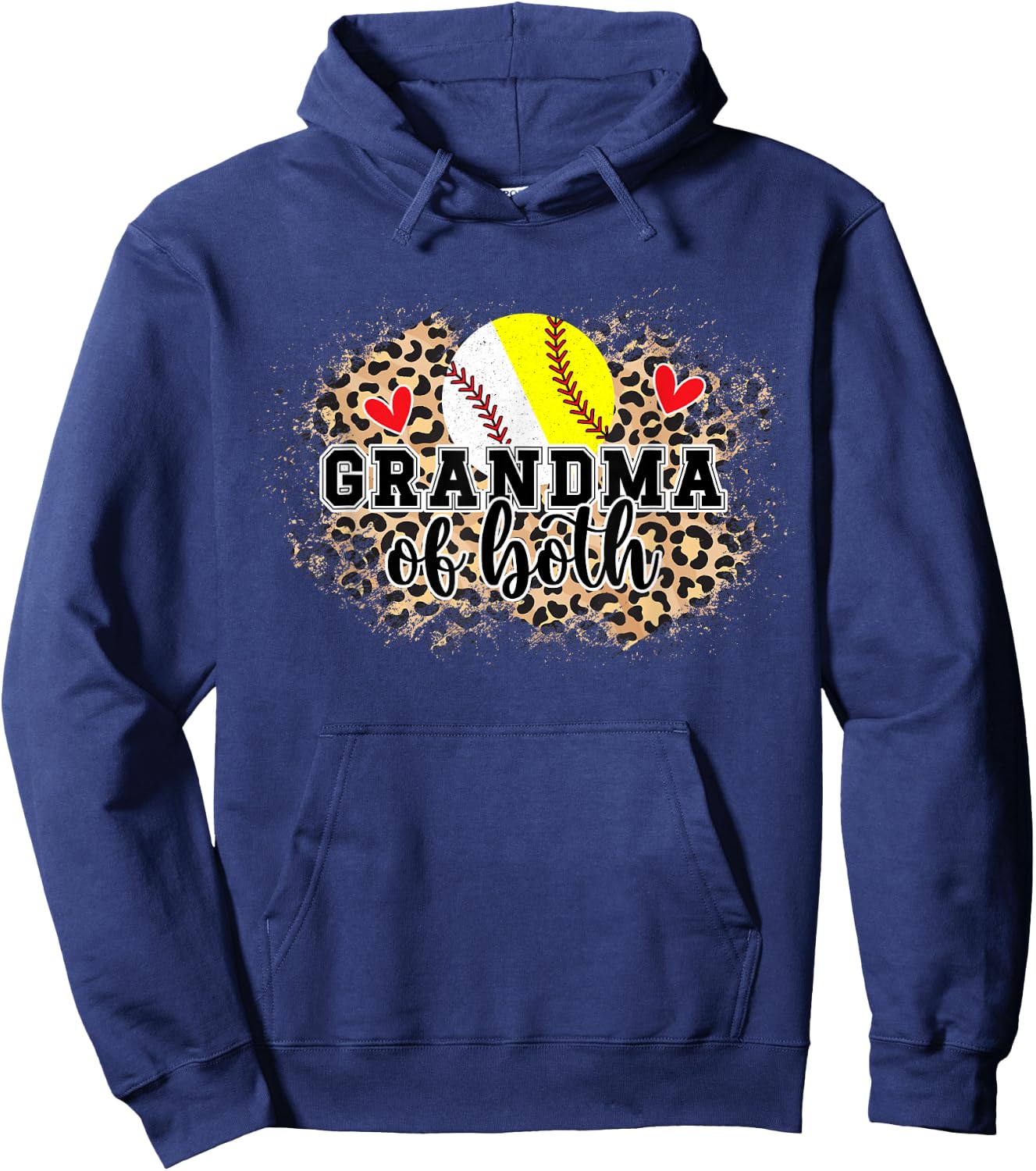 Grandma Of Both Baseball Softball Grandma Hoodie - Hoodie | Navy