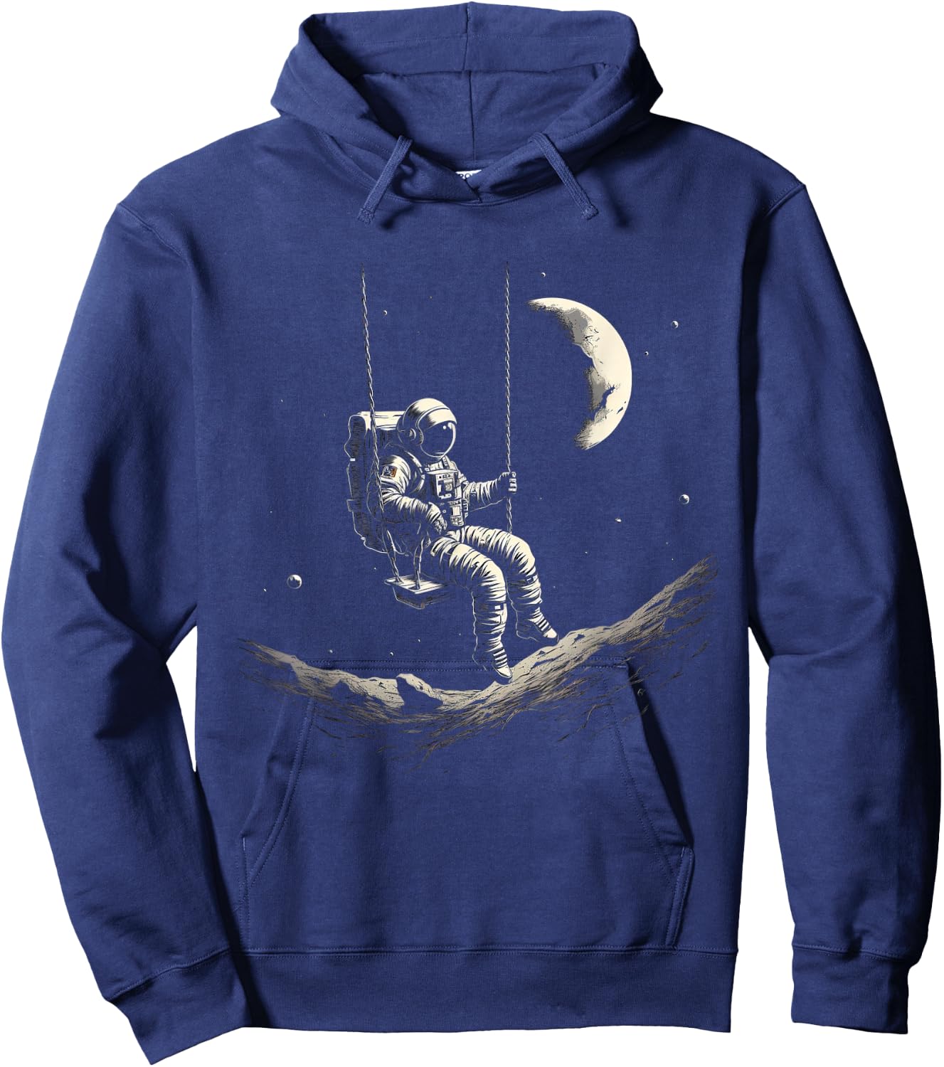 Astronaut Sitting on Swing in Space Stars and Moon Hoodie - Hoodie | Navy