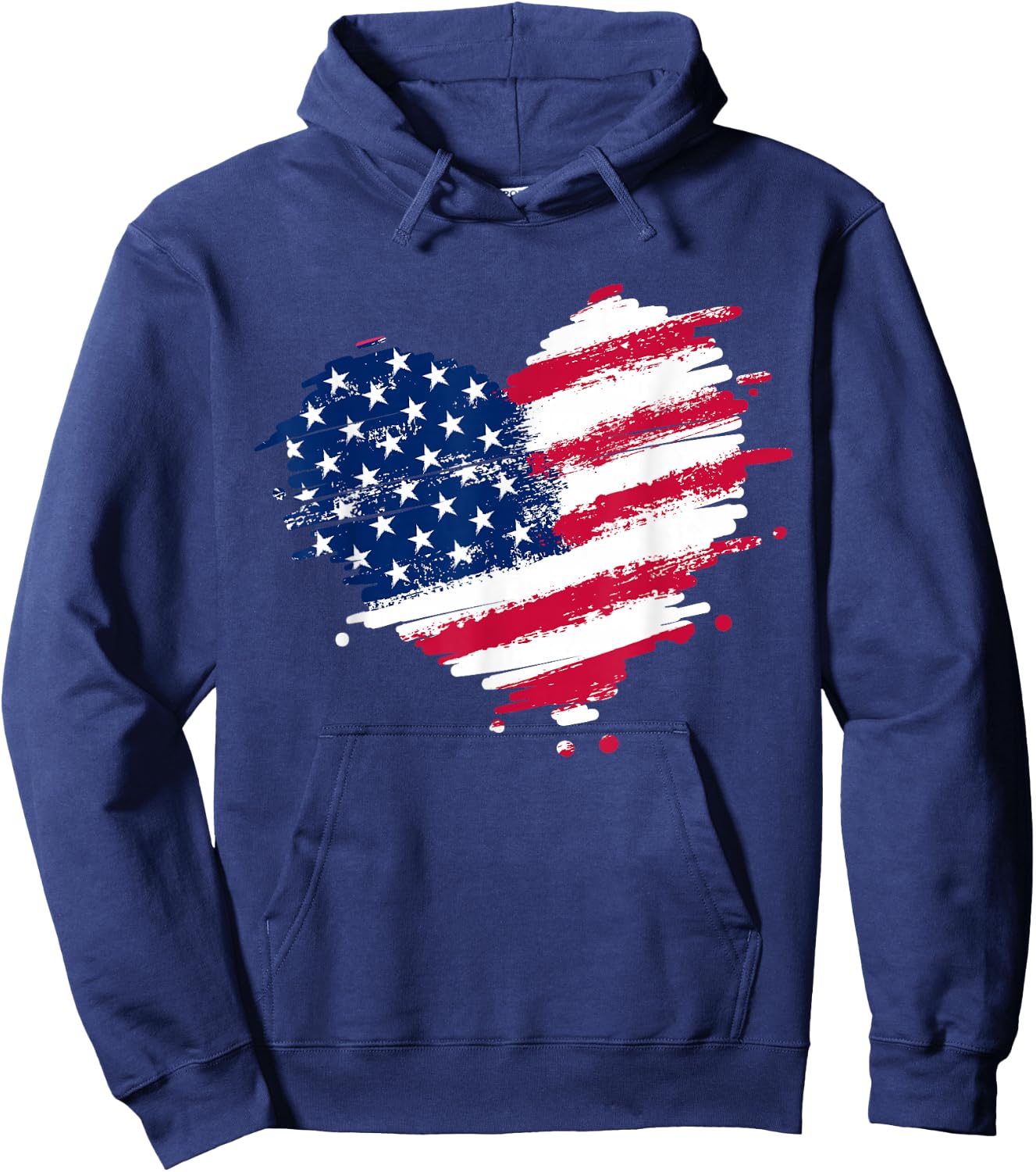 4th of July Heart USA American Flag Patriotic Men Women Hoodie - Hoodie | Navy
