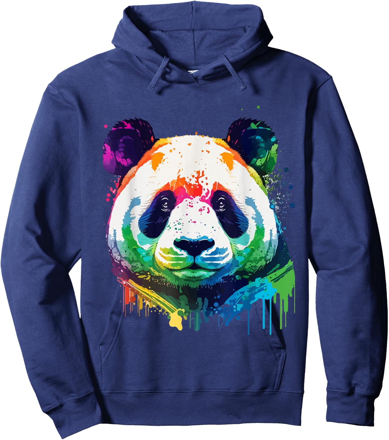 Panda Colorful Pop Art Splash Art Tie Dye Rainbow Hoodie - Hoodie | Navy