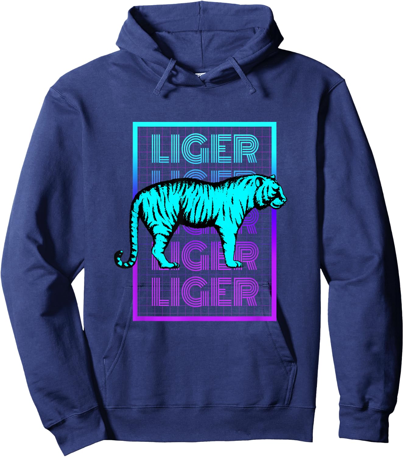 Liger Tiger Vintage Retro Liger Hoodie - Hoodie | Navy