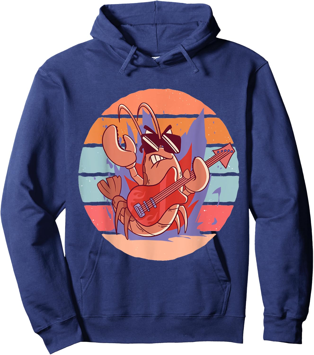 Rock Lobster Music Lover Musical Lobster Guitar Playing Hoodie - Hoodie | Navy