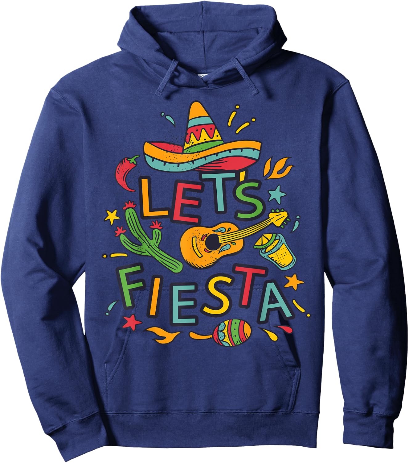 Let's Fiesta Cinco De Mayo Mexican Guitar Party Hoodie - Hoodie | Navy