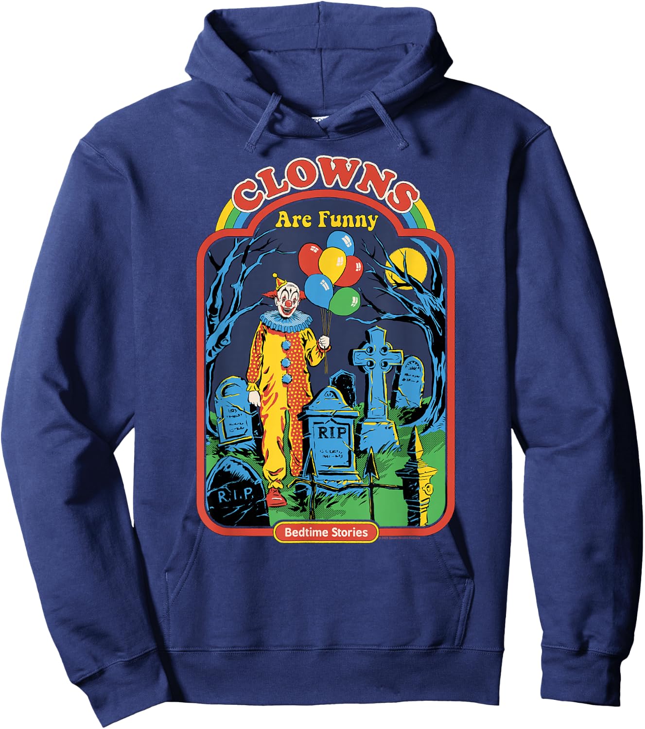 Steven Rhodes Clowns are Funny Graveyard Retro Dark Humor Hoodie - Hoodie | Navy