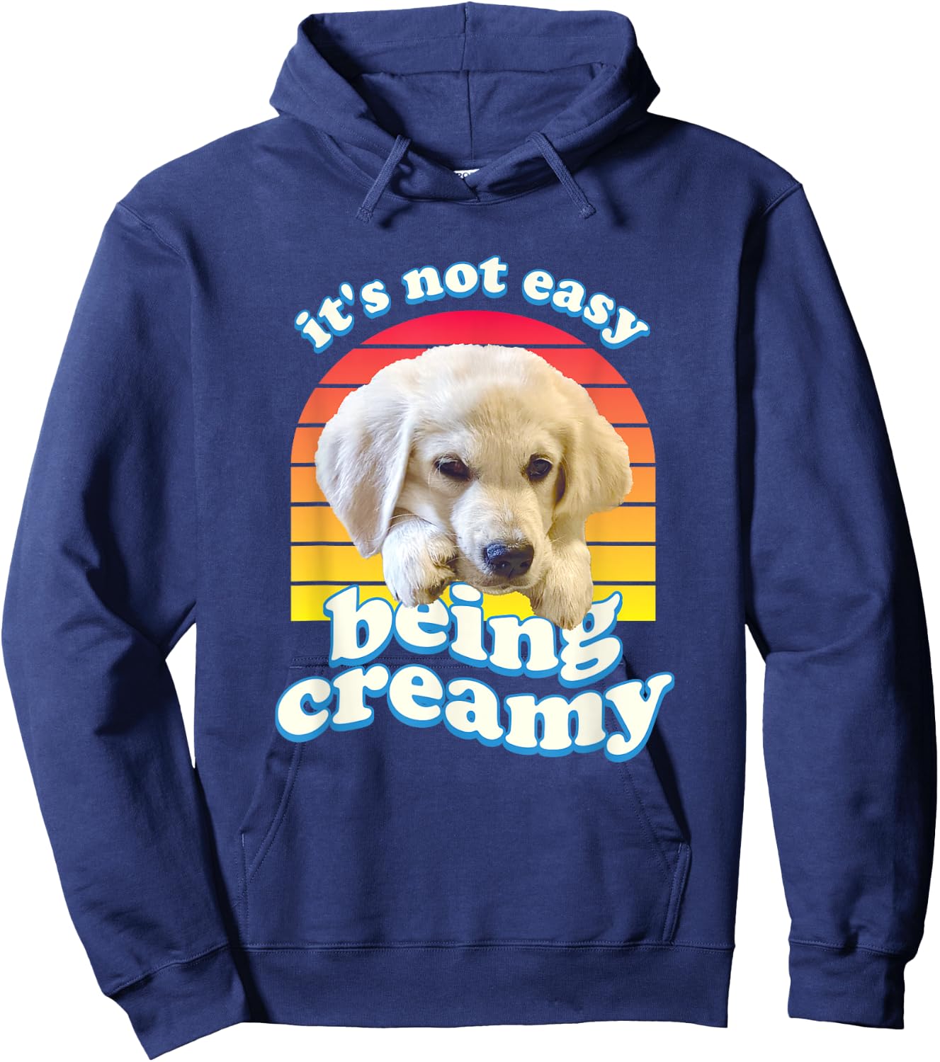 English Cream Golden Retriever Funny ECGR Puppy Vintage 80's Hoodie - Hoodie | Navy
