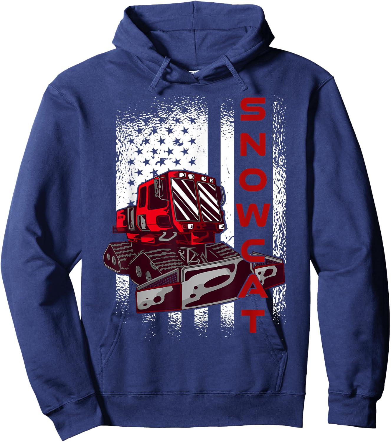 Snow Groomer Cool Snowcat Winter Sport US Flag Men Women Hoodie - Hoodie | Navy